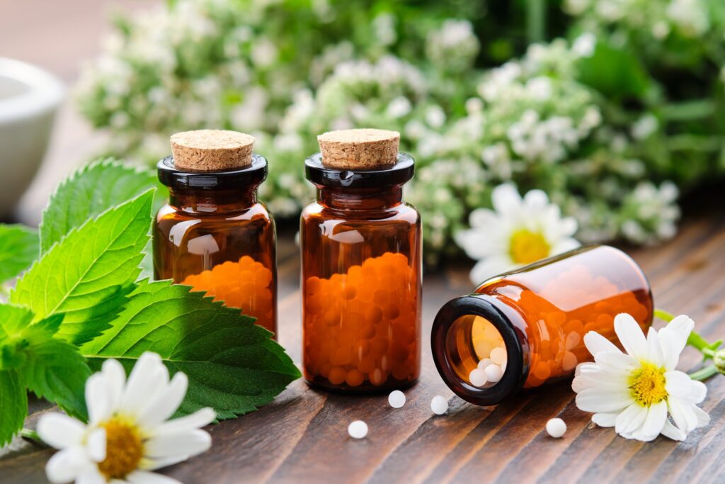 Bottles,Of,Homeopathy,Granules